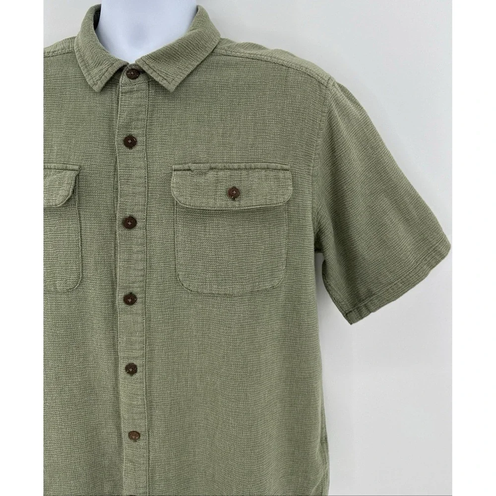 Royal‎ Robbins Shirt Men L Organic Cotton Sage Green Textured Outdoor Travel